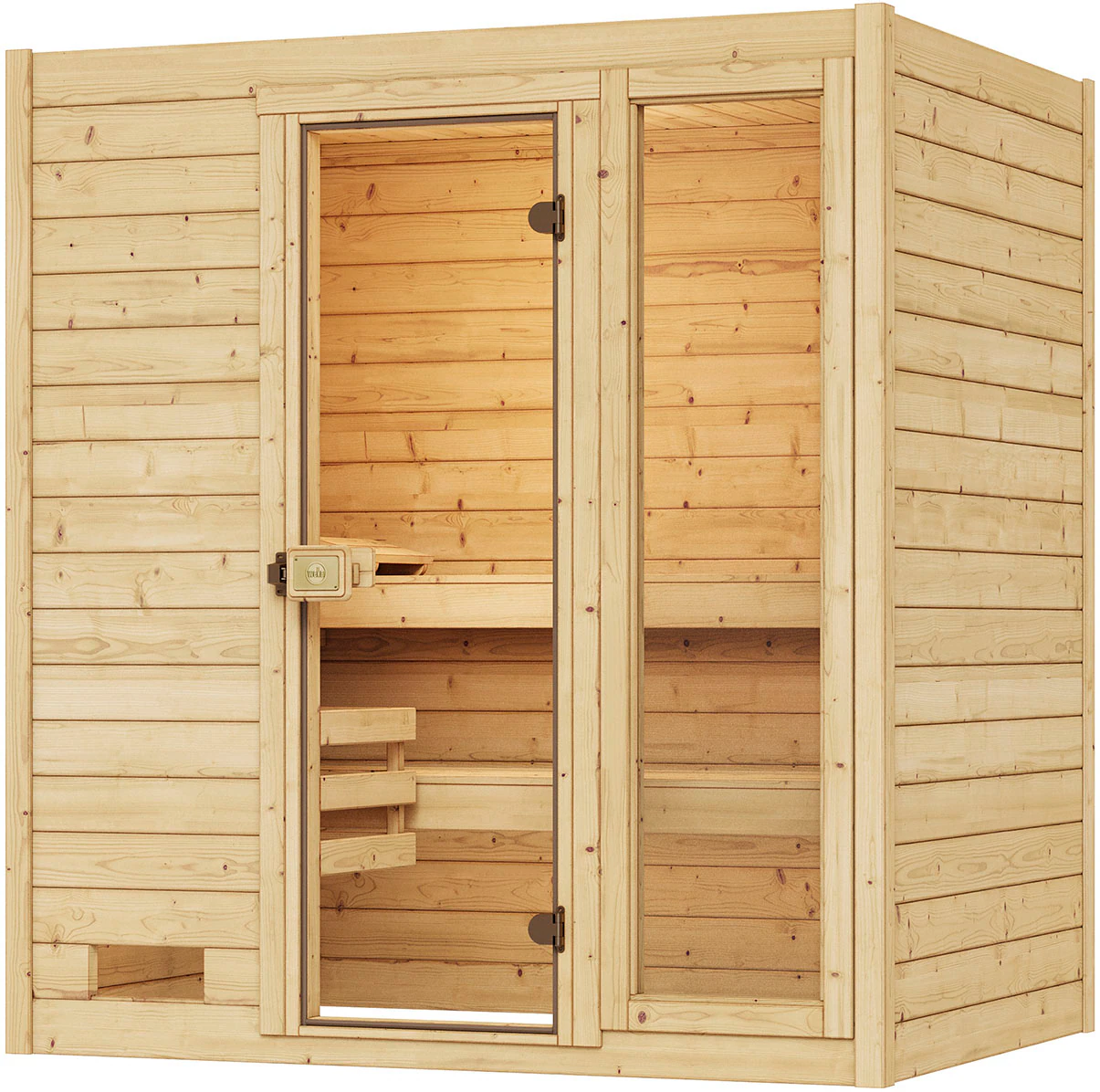 weka Sauna »Massivholzsauna VALIDA 2«, Blockbohlen, moderne Ganzglastür, Fe günstig online kaufen