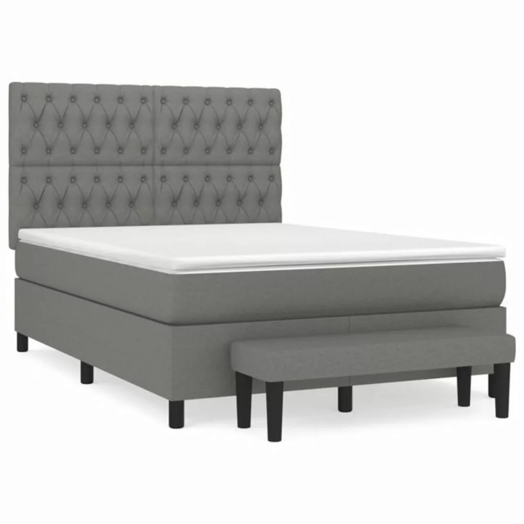 furnicato Bettgestell Boxspringbett mit Matratze Dunkelgrau 140x200 cm Stof günstig online kaufen