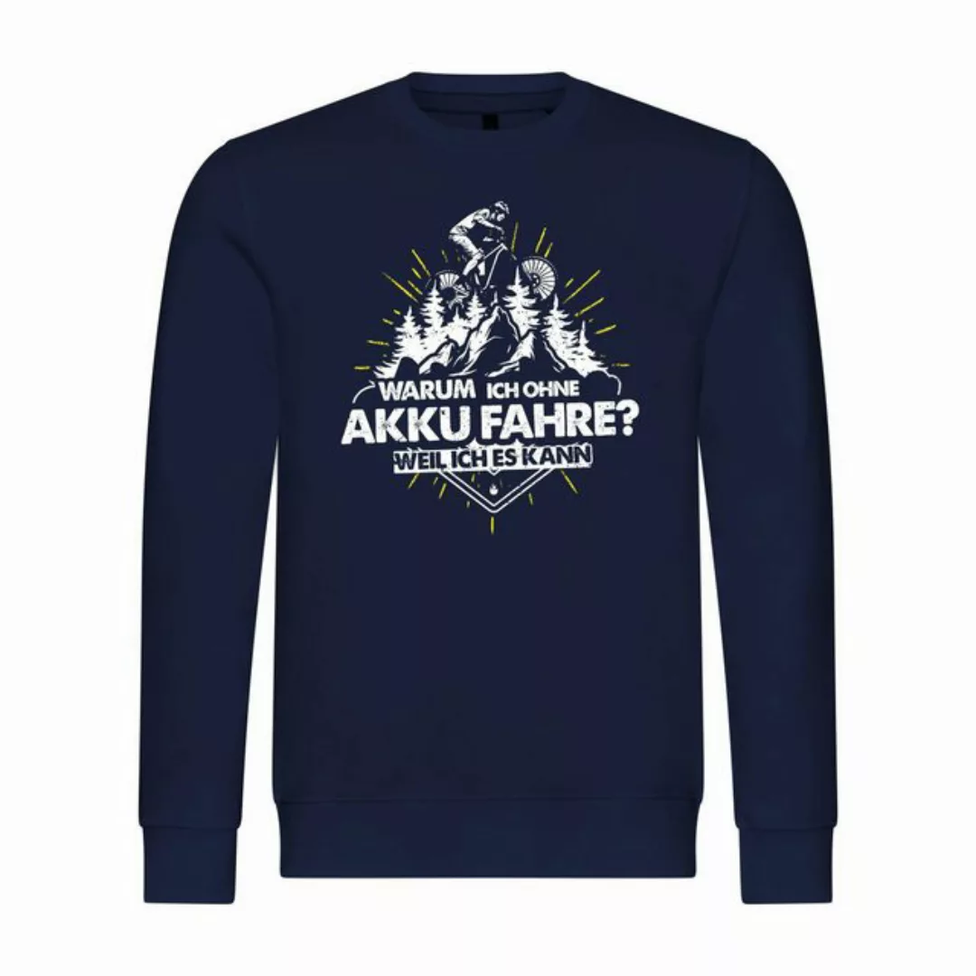 deinshirt Rundhalspullover Herren Pullover Warum ich ohne Akku fahre - weil günstig online kaufen