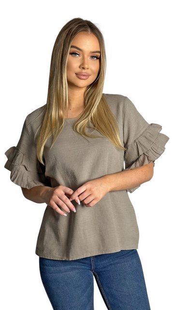 Mississhop Kurzarmshirt Charmantes Volant-Ärmel-Shirt – 100% Baumwolle M. 3 günstig online kaufen