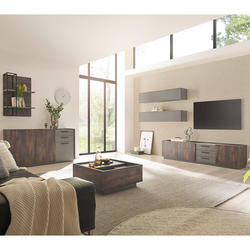 Wohnzimmer Set Eiche mit anthrazit LAFAYETE-61 Modern 6-teilig günstig online kaufen