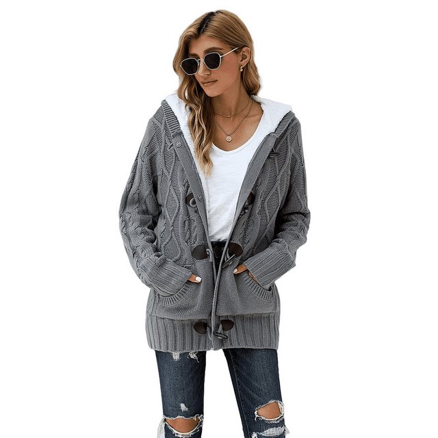 AUKUU Strickjacke Lässige wärmende Strickjacke für Damen im Winter, einfarb günstig online kaufen