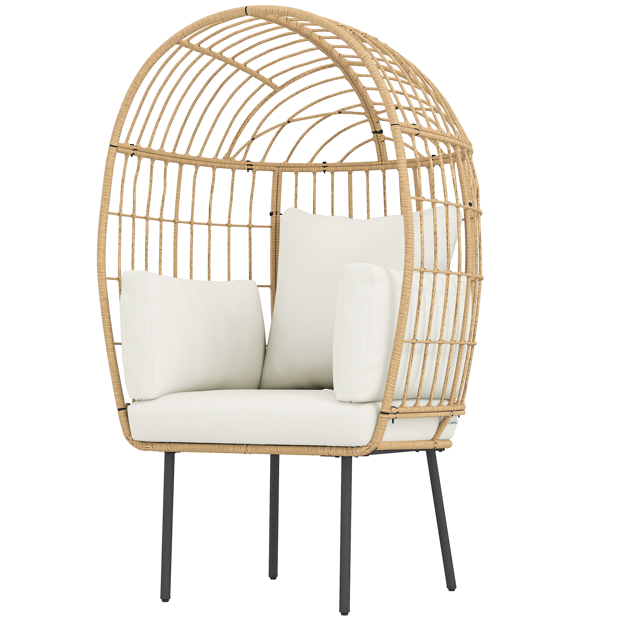 Outsunny Rattansessel Ei-Förmig mit abnehmbarem Kissen, Polster, übergroße günstig online kaufen