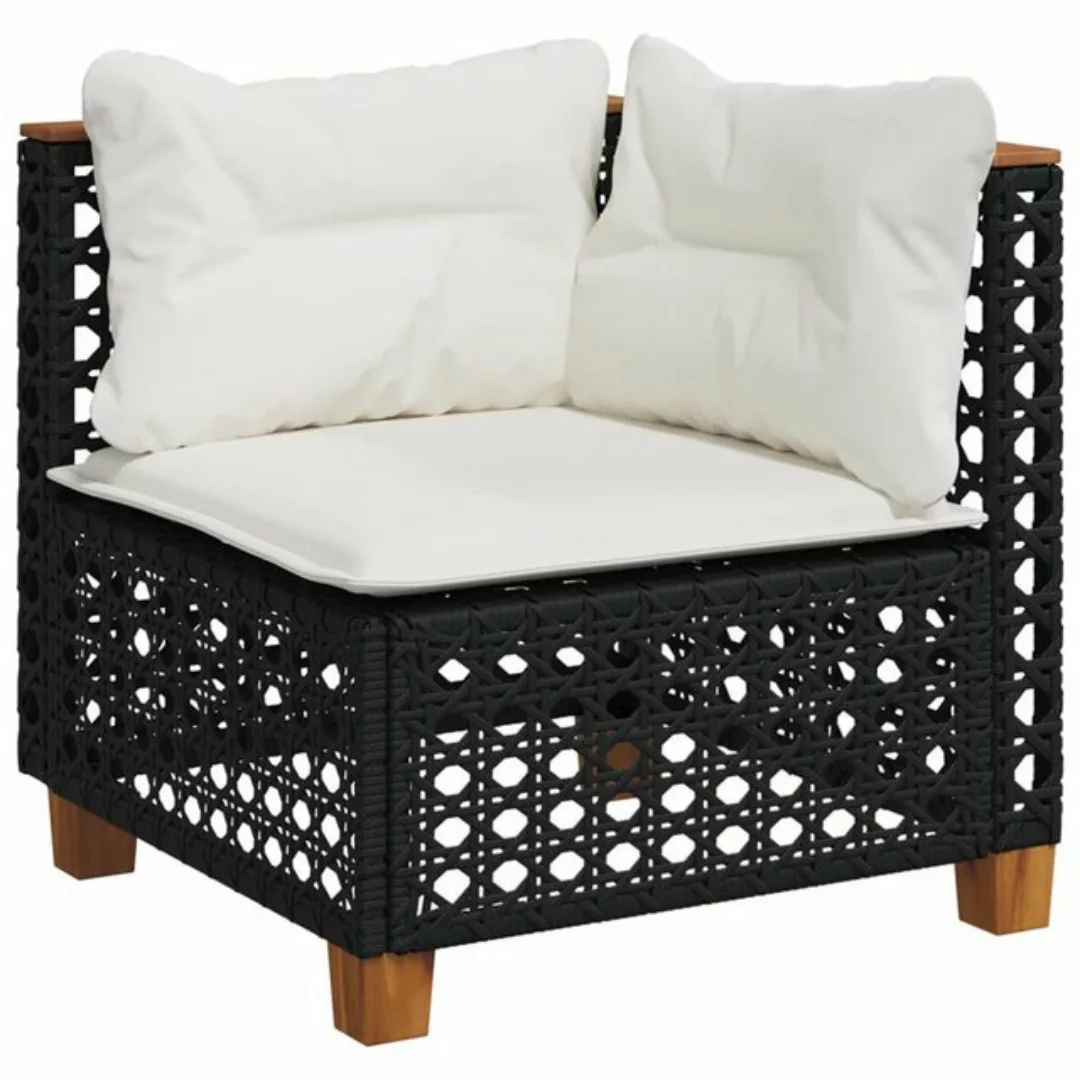 vidaXL Loungesofa Garten-Ecksofa mit Kissen Schwarz Poly Rattan, 1 Teile günstig online kaufen