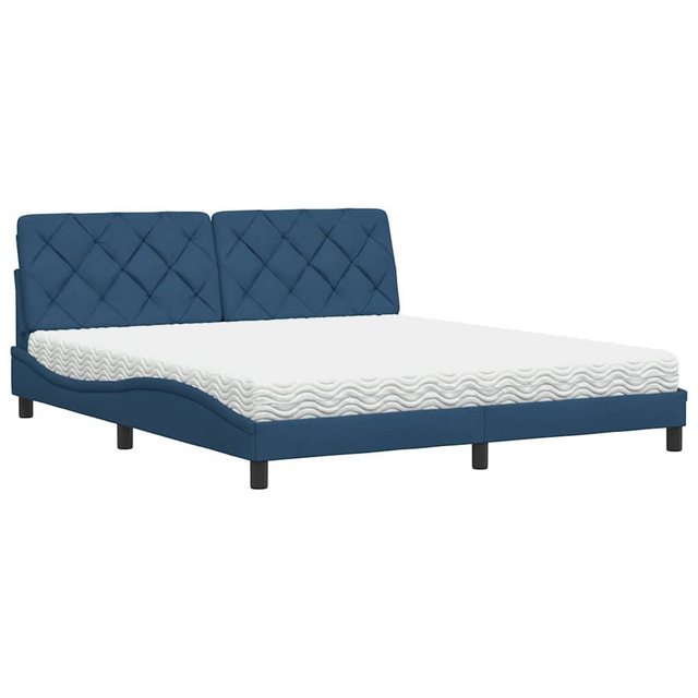 vidaXL Bett Bett mit Matratze Blau 180x200 cm Stoff günstig online kaufen