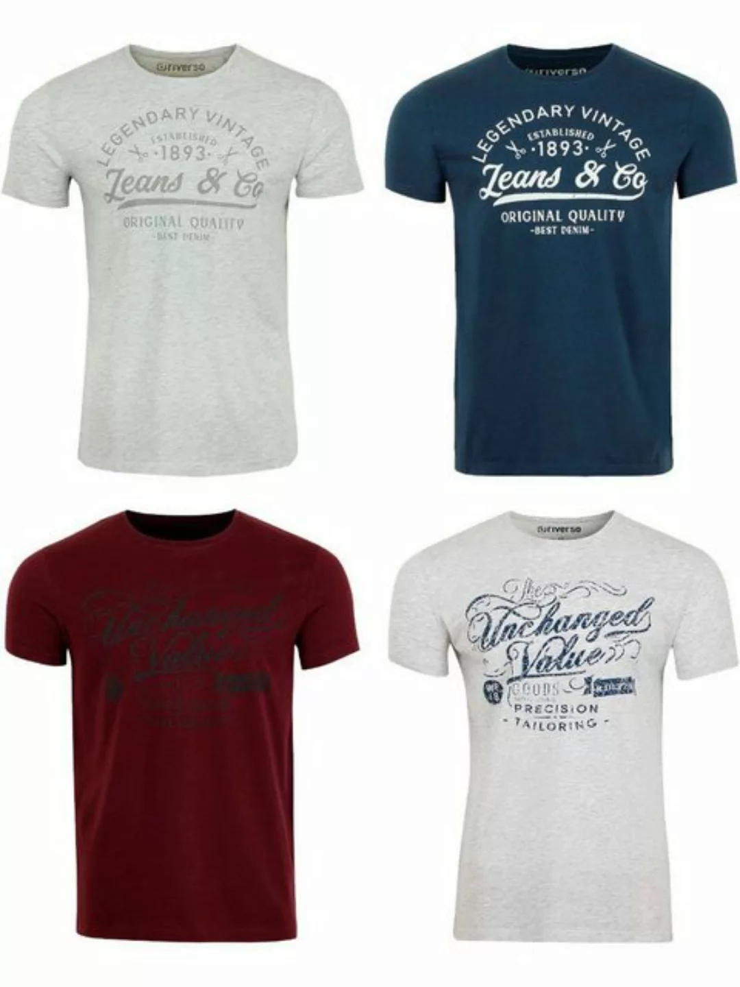 riverso Tshirt Herren Baumwolle Regular Fit RIVLeon 4er Set Pack günstig online kaufen