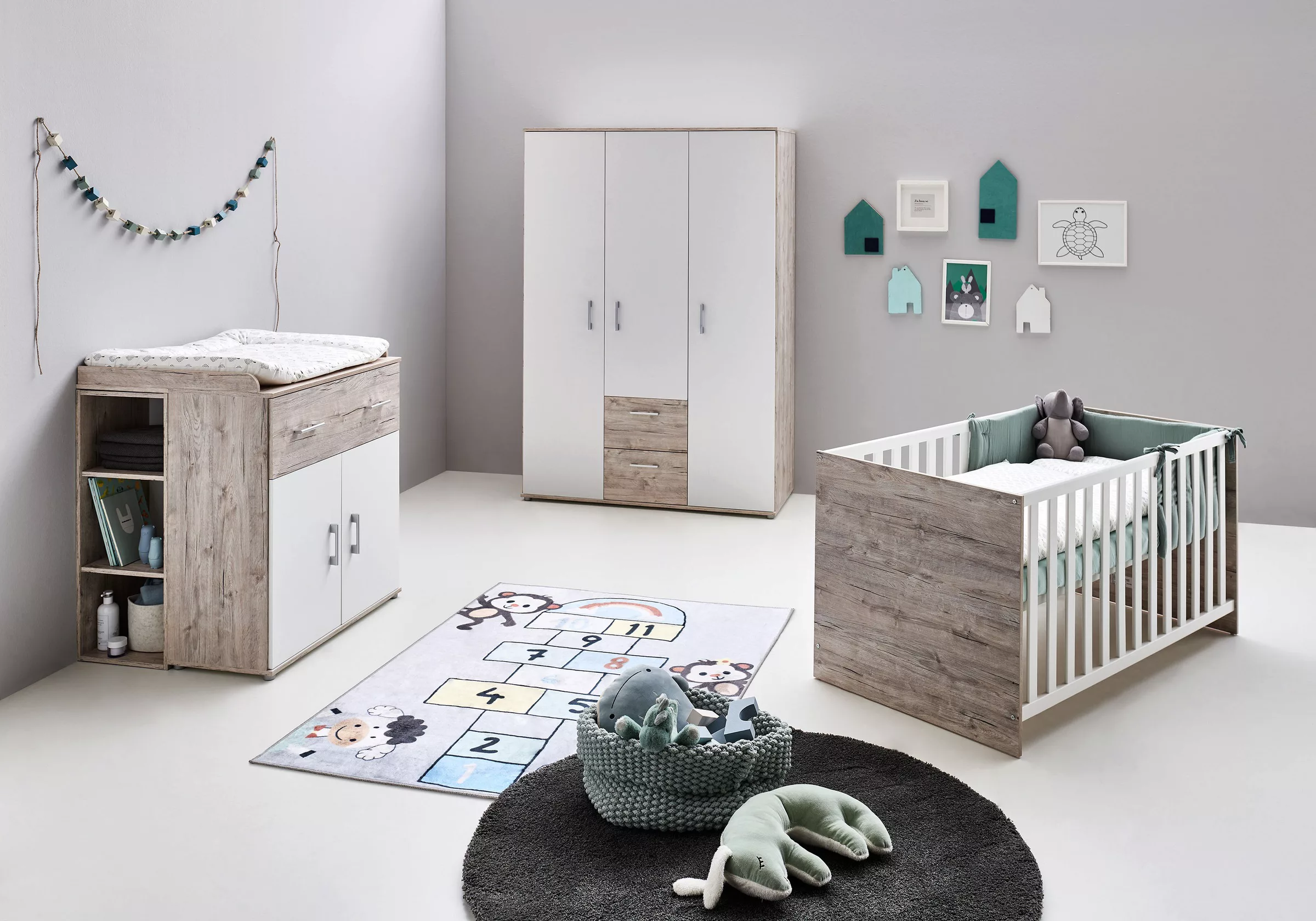 Lüttenhütt Babyzimmer-Komplettset »Rieke«, (Set, 4 tlg., Kinderbett, Regal, günstig online kaufen