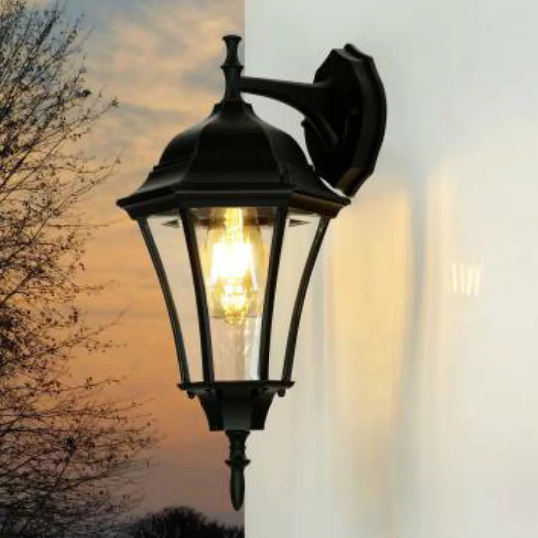 Rustikale Außenleuchte Wandlampe WARSCHAU schwarz günstig online kaufen