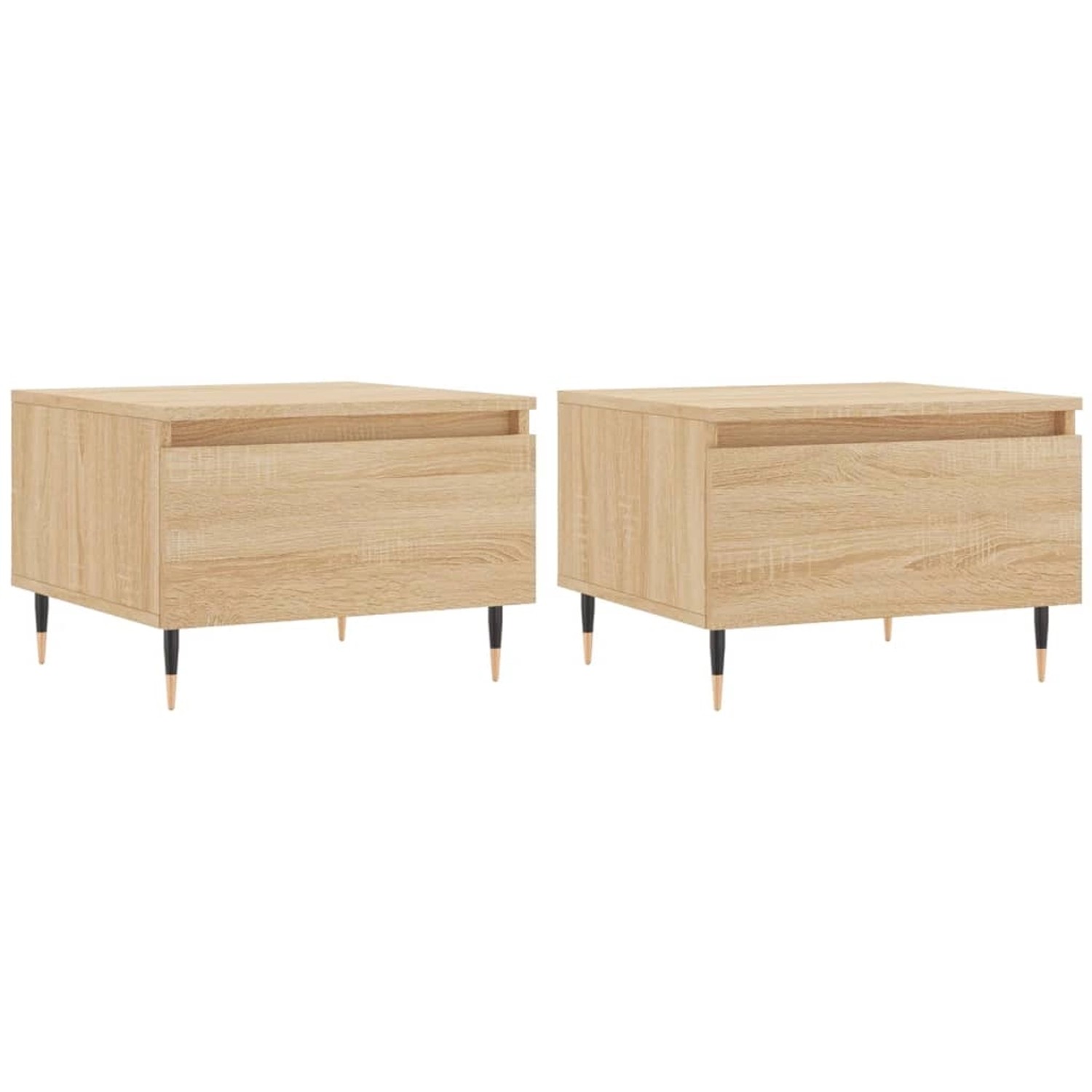 vidaXL Couchtische 2 Stk. Sonoma-Eiche 50x46x35 cm Holzwerkstoff Modell 3 günstig online kaufen