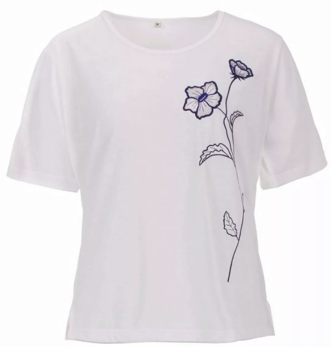zeitlos T-Shirt zeitlos T-Shirt Damen Kurzarm Stickerei Blüte Rundhals Uni günstig online kaufen