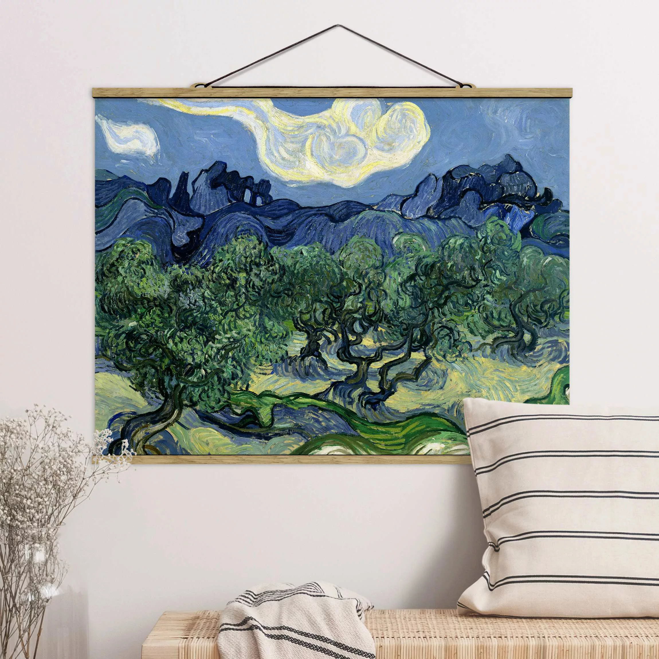 Stoffbild Kunstdruck mit Posterleisten - Querformat Vincent van Gogh - Oliv günstig online kaufen