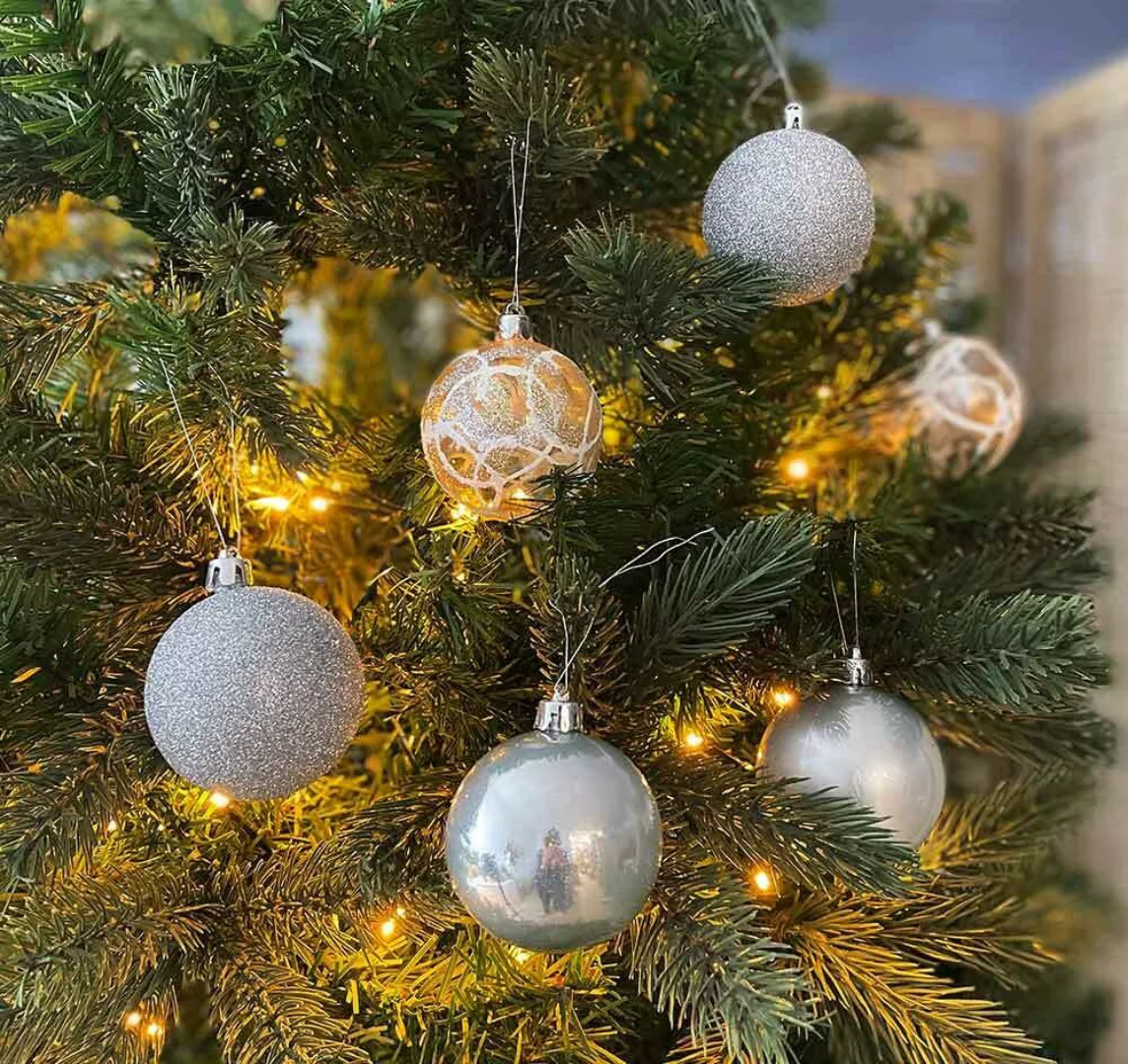 Christbaumkugeln Silber 9 Stück Weihnachtsbaumkugeln Christbaumschmuck günstig online kaufen