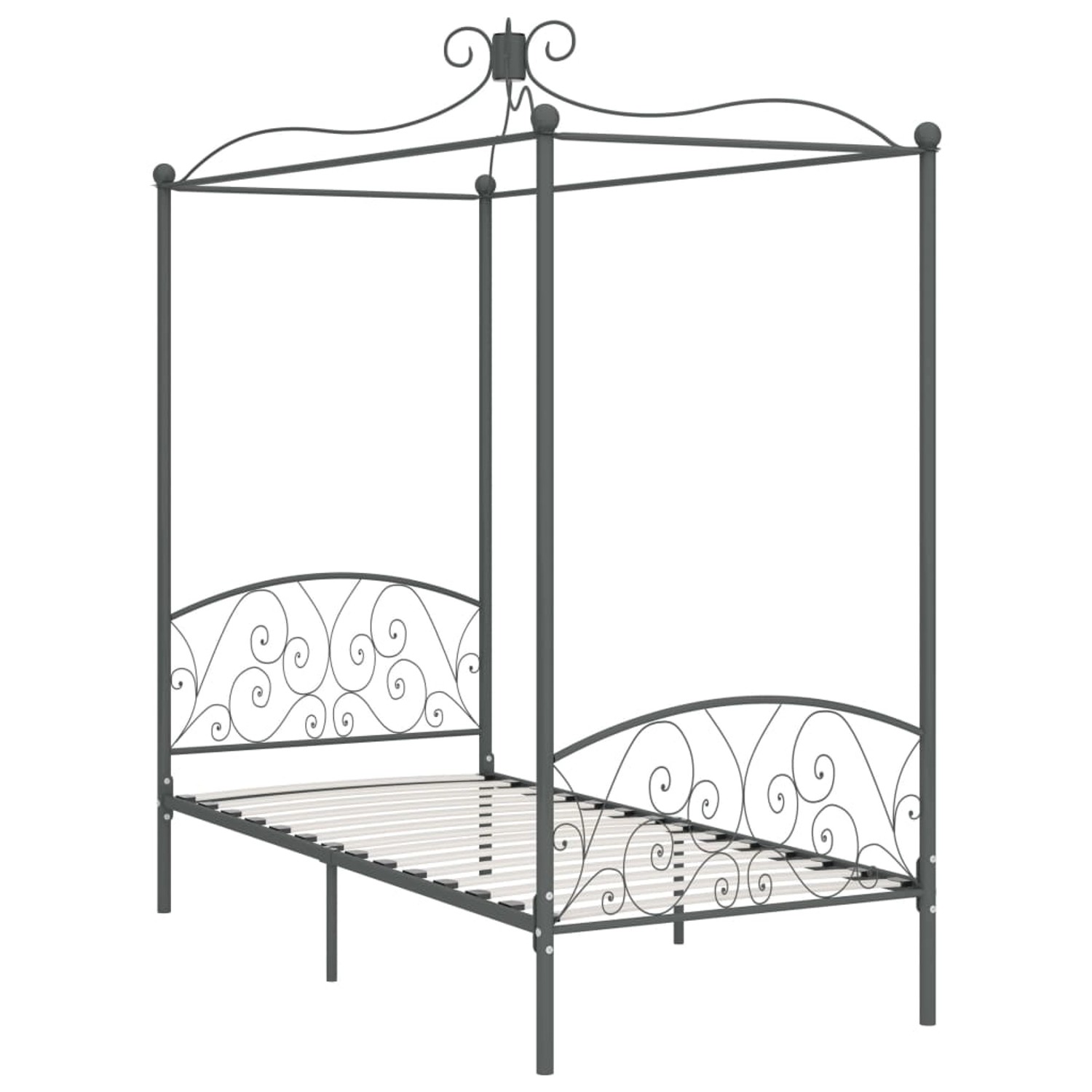 Himmelbett-gestell Grau Metall 100 X 200 Cm günstig online kaufen