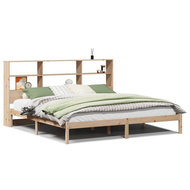 vidaXL Bett, Massivholzbett mit Regal ohne Matratze 200x200 cm Kiefernholz günstig online kaufen