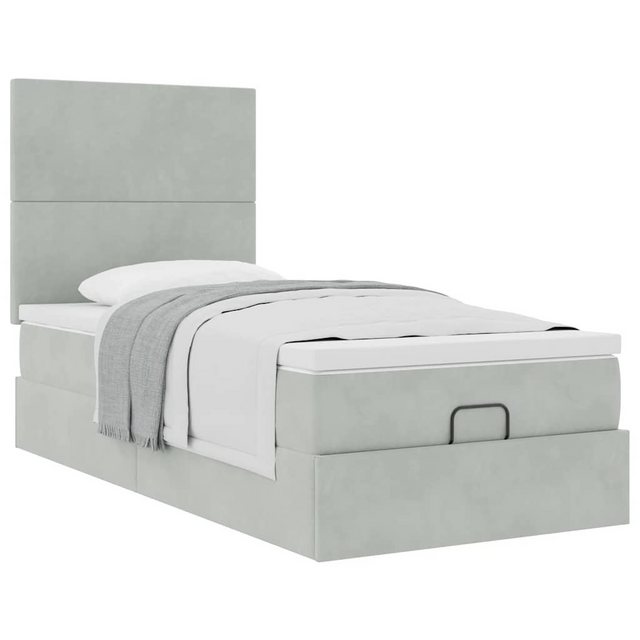 vidaXL Bett, Ottoman-Bett mit Matratzen & LEDs Hellgrau 80x200 cm Samt günstig online kaufen