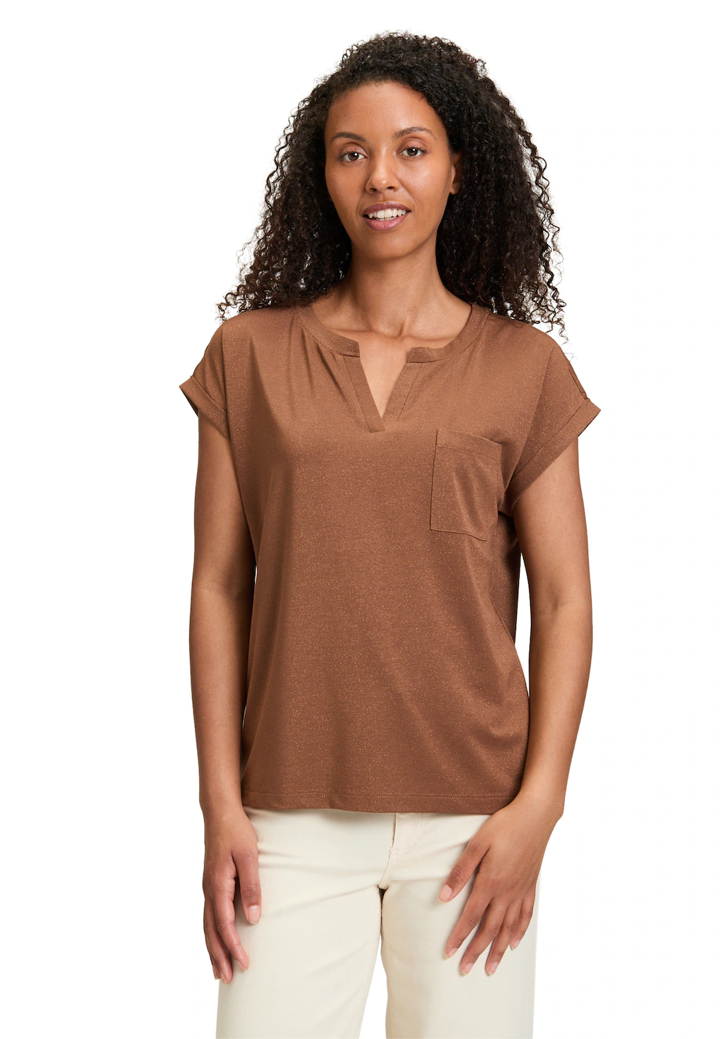 Betty&Co Kurzarmshirt "Betty & Co Damen Casual-Shirt mit Perlen", (1 tlg.), günstig online kaufen
