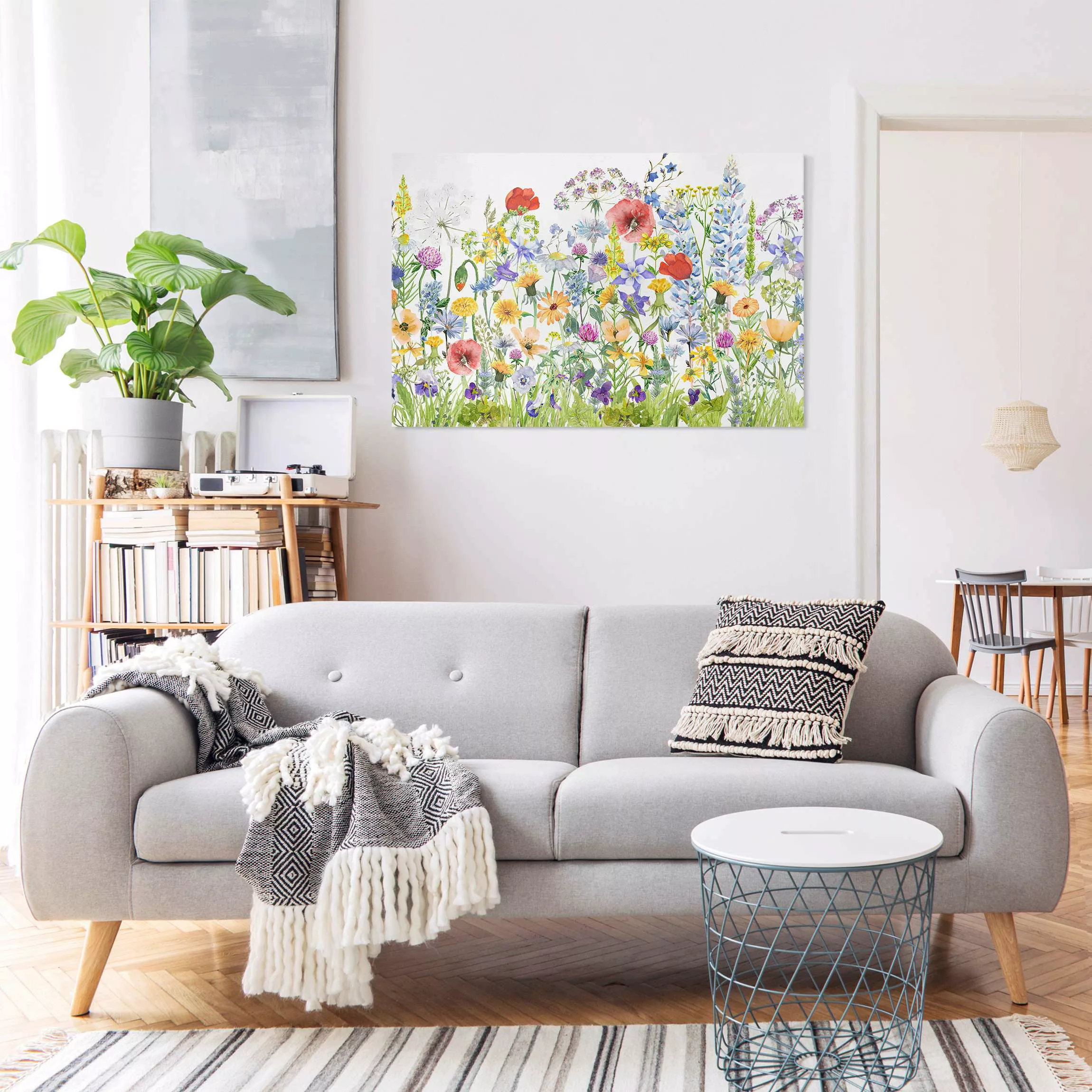 Leinwandbild Aquarellierte Blumenwiese günstig online kaufen