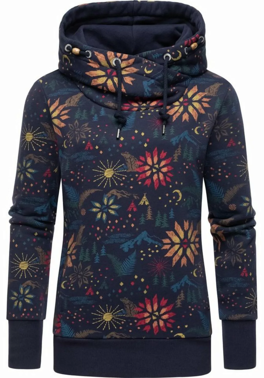 Ragwear Kapuzenpullover "Gripy B Print", Gemusterter Hoodie mit hohem Krage günstig online kaufen