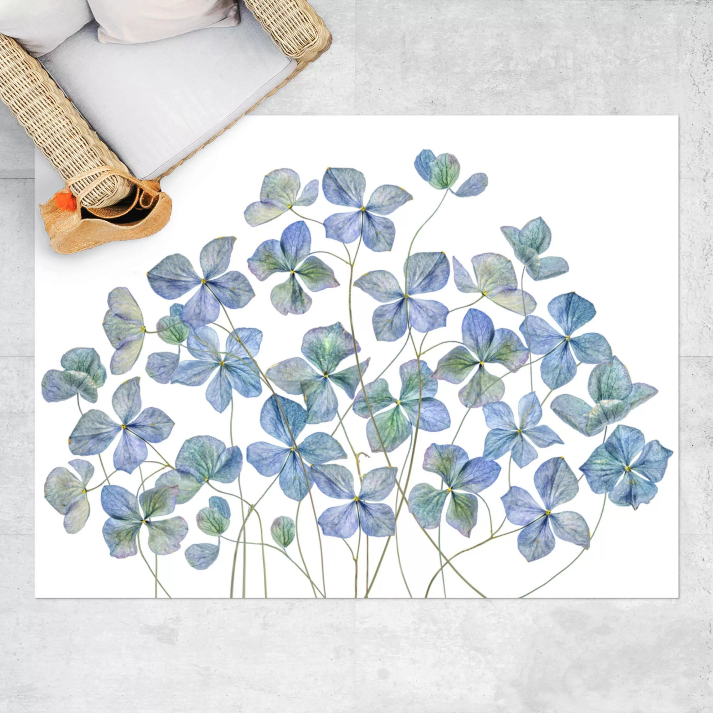 Vinyl-Teppich Blaue Hortensienblüten günstig online kaufen