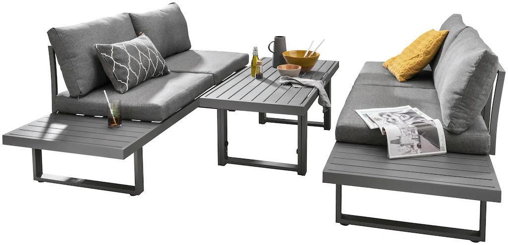 Destiny Gartenlounge-Set "SEA POINT", (15 tlg., 2x Schenkel, 1x Tisch), Alu günstig online kaufen