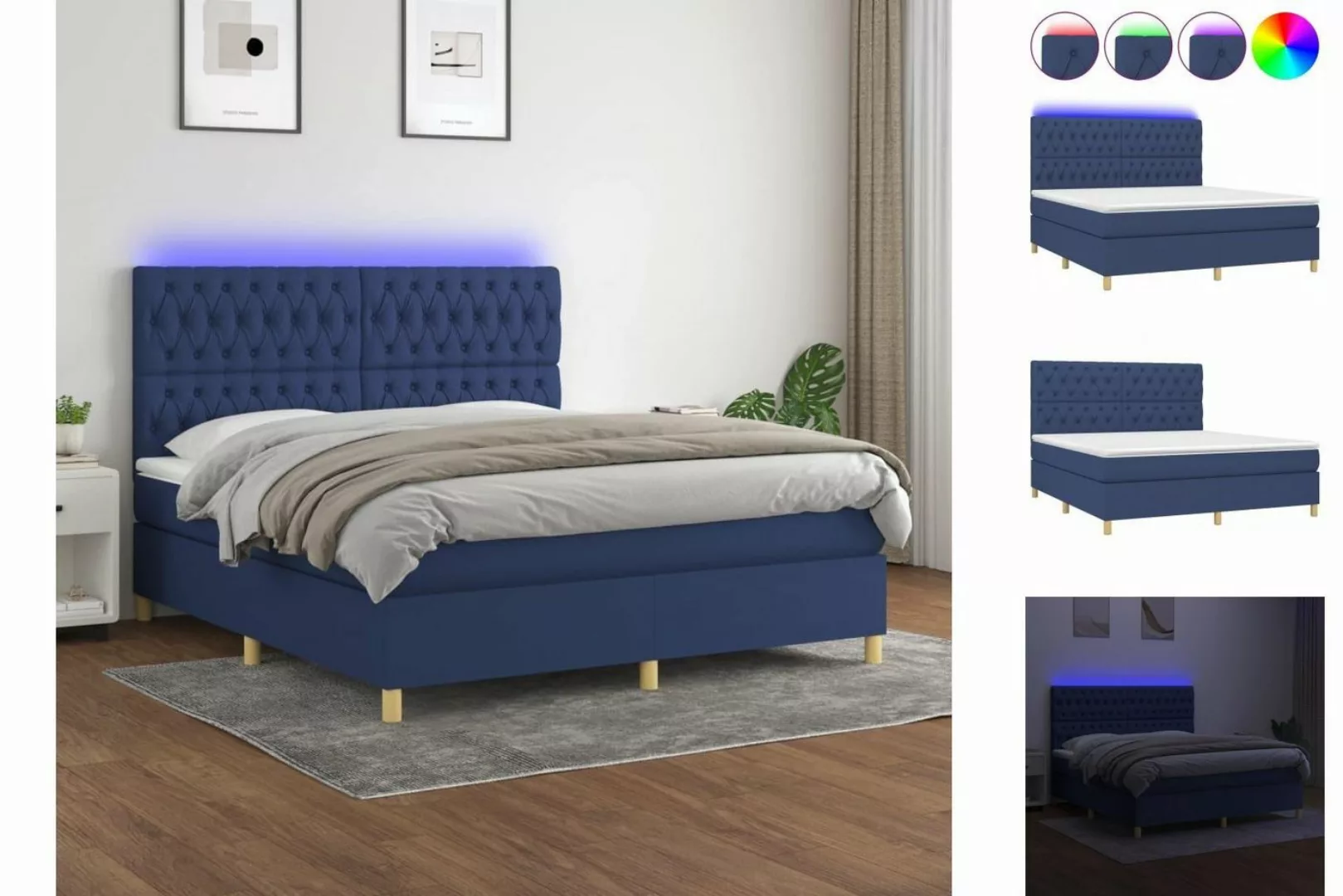 vidaXL Boxspringbett Bett Boxspringbett mit Matratze & Topper & LED (160 x günstig online kaufen