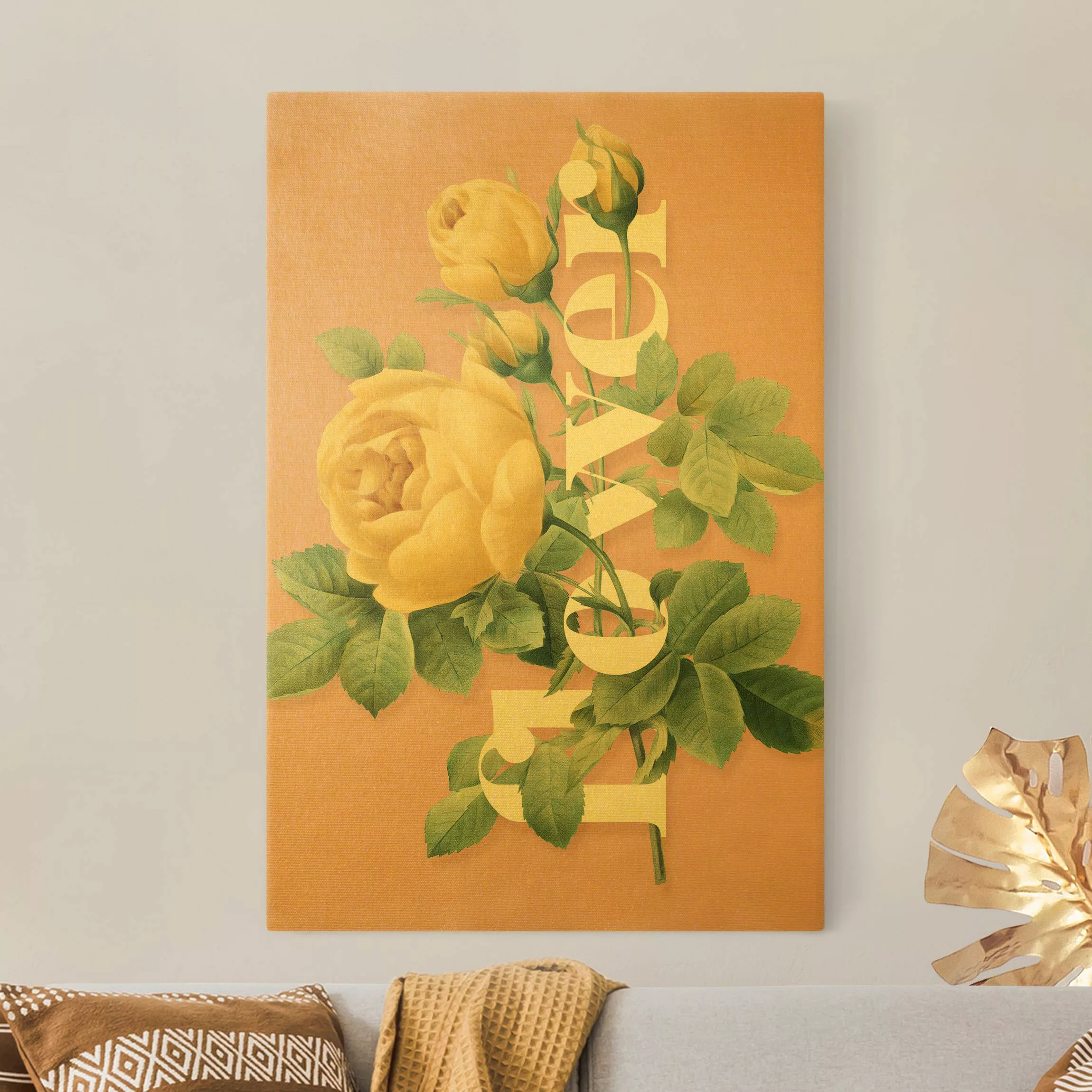Leinwandbild Gold Florale Typografie - Flower günstig online kaufen