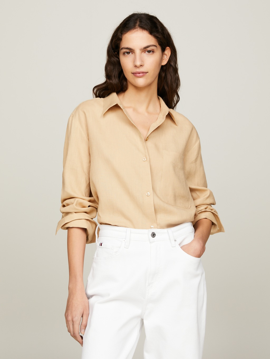 Tommy Hilfiger Hemdbluse "LINEN EASY FIT LS SHIRT", mit Brusttasche günstig online kaufen