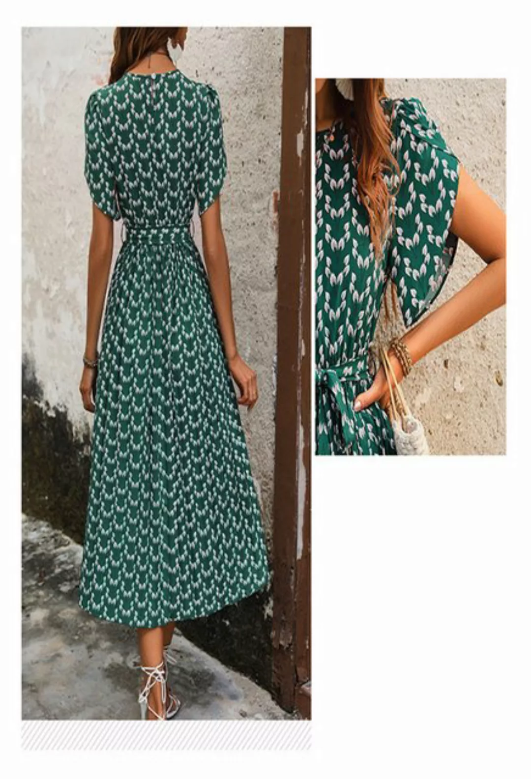 SEGUEN Sommerkleid Temperament waisted floral print summer dresses (Tempera günstig online kaufen