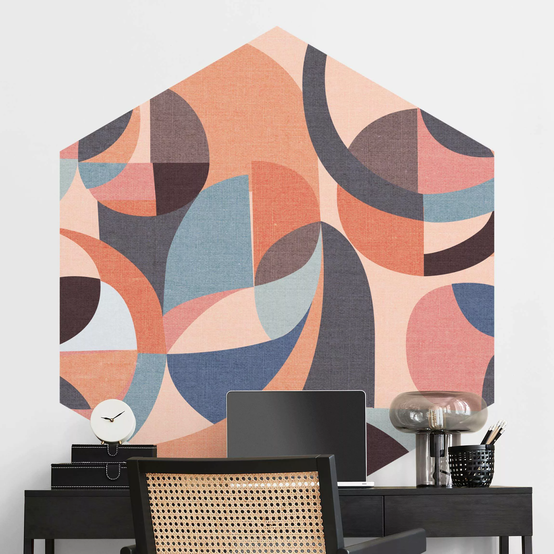 Hexagon Tapete selbstklebend Moderne Kreise günstig online kaufen