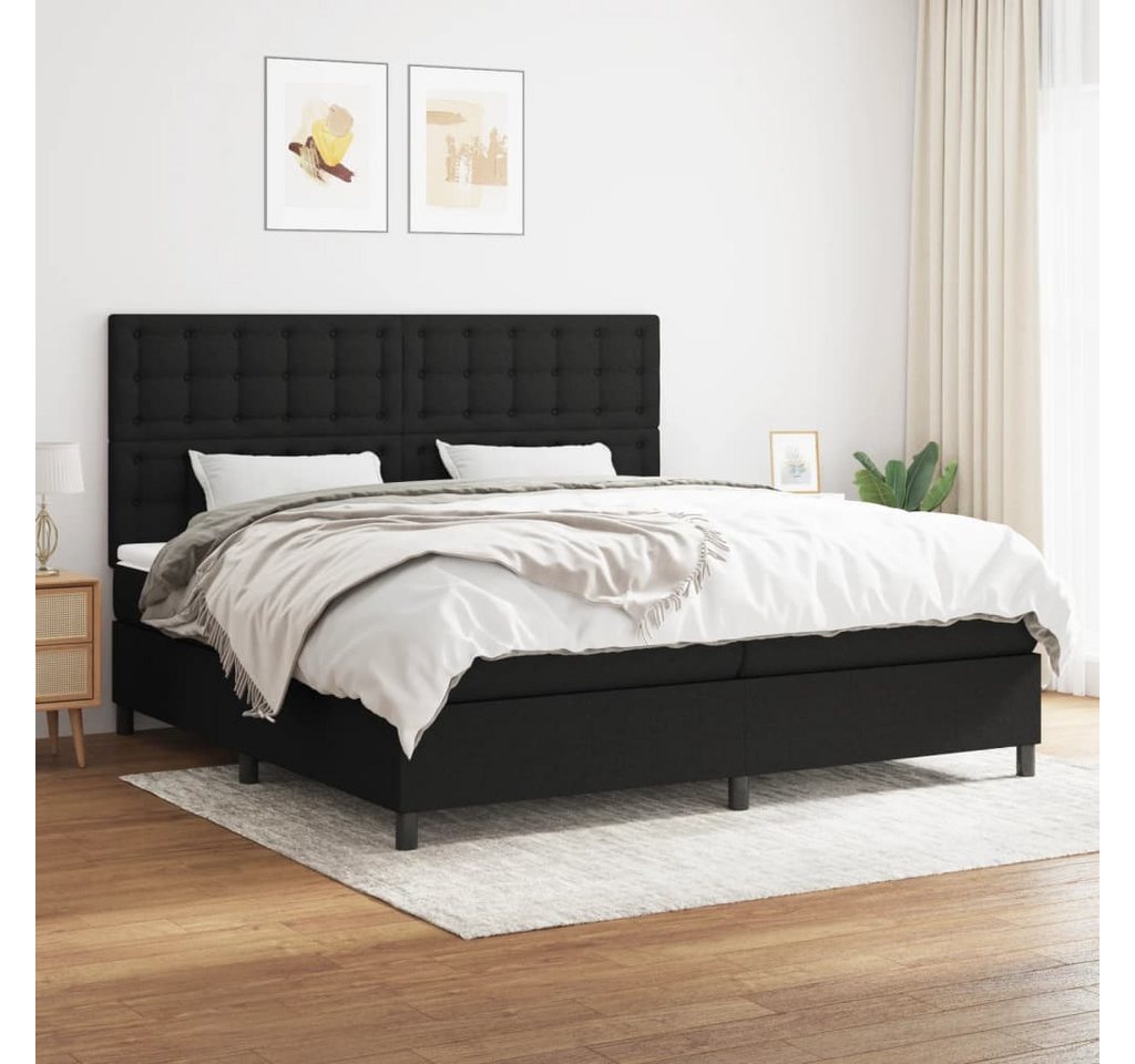 vidaXL Boxspringbett Boxspringbett mit Matratze Schwarz 200x200 cm Stoff Be günstig online kaufen