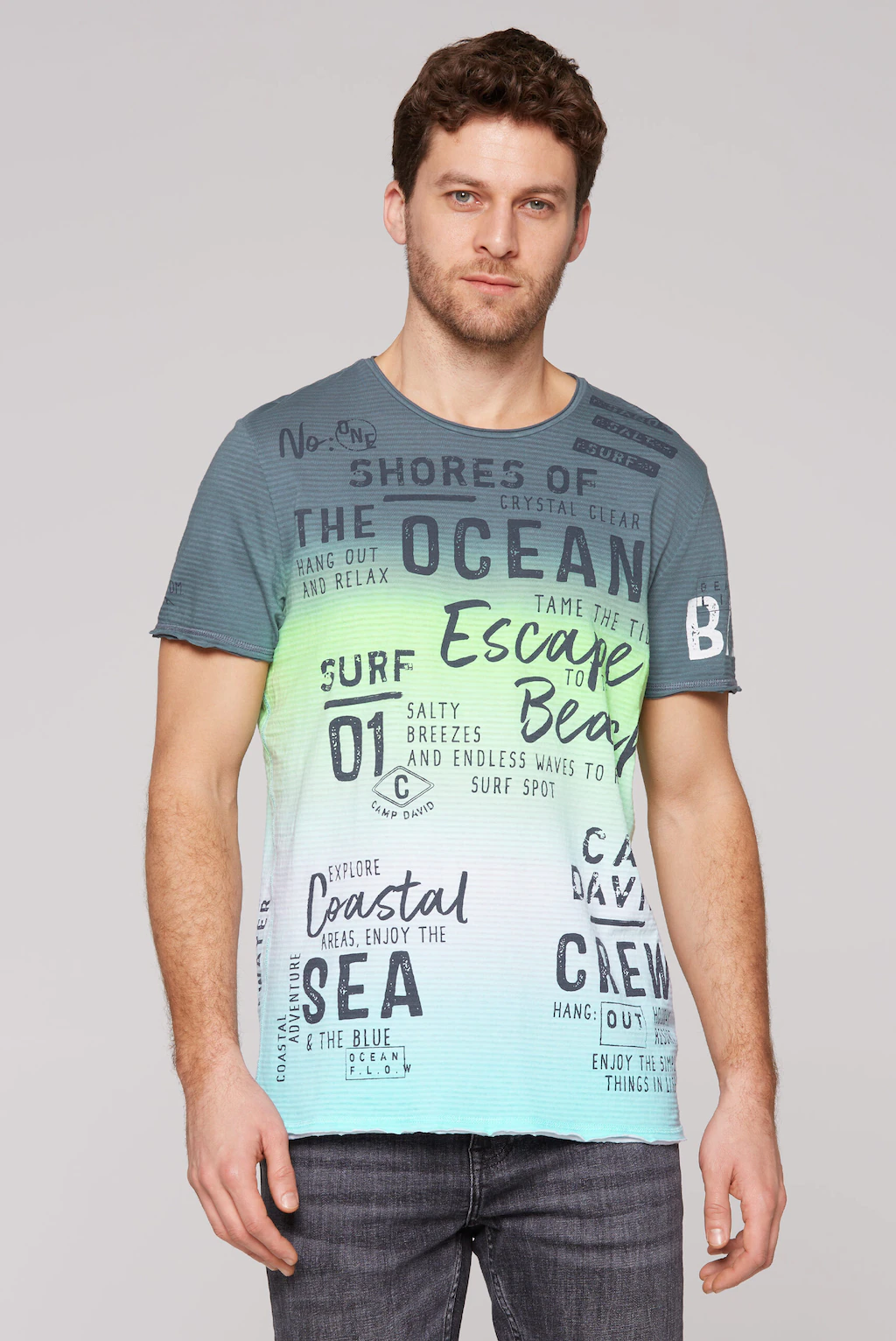 CAMP DAVID Rundhalsshirt, mit offenen Kanten günstig online kaufen