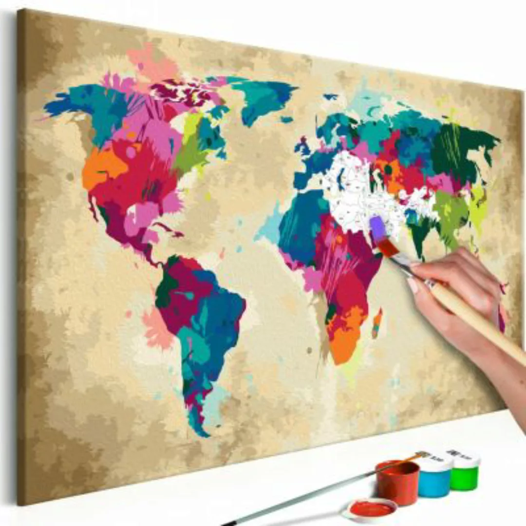 artgeist Malen nach Zahlen Weltkarte (farbenfroh) mehrfarbig Gr. 60 x 40 günstig online kaufen