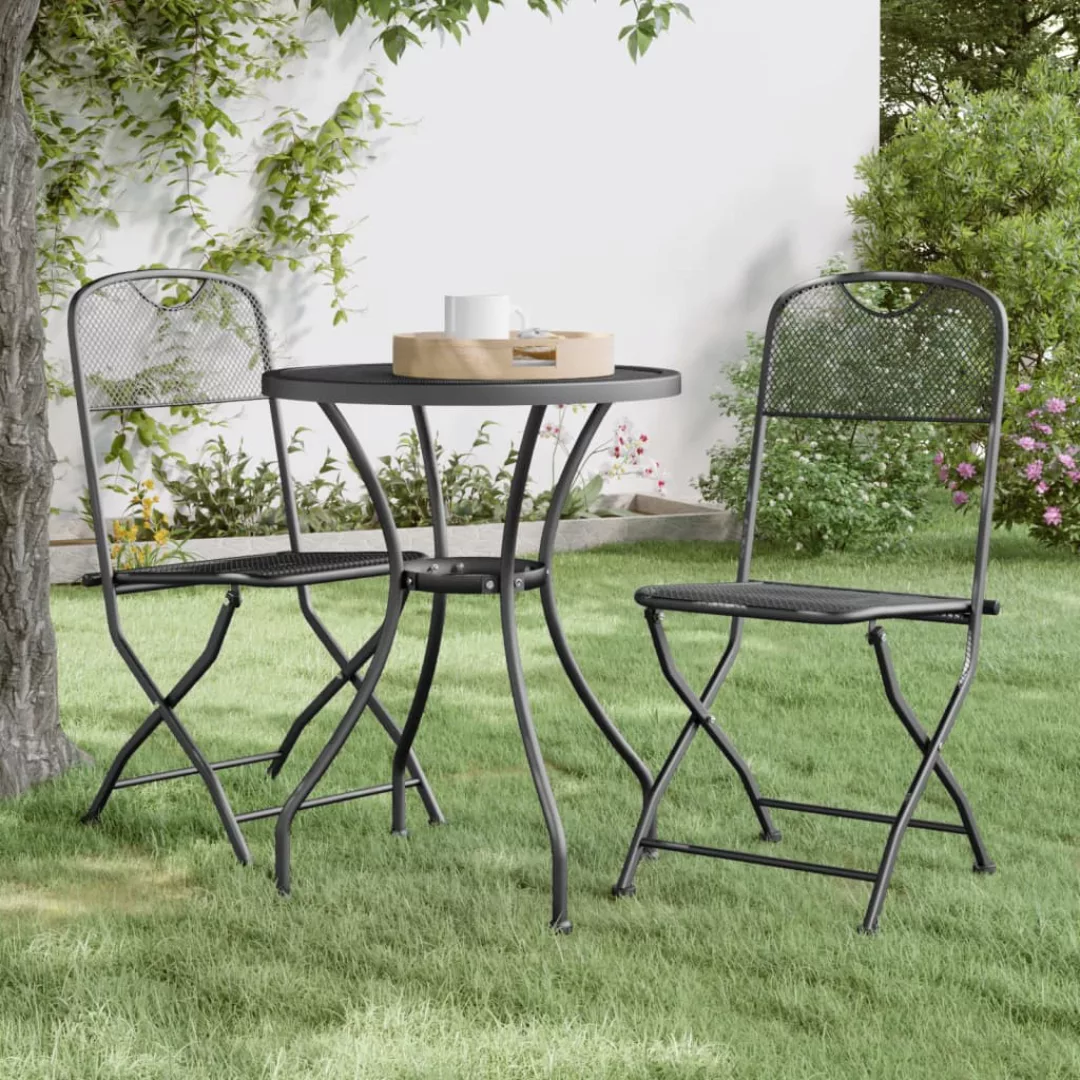 Vidaxl Klappbare Gartenstühle 2 Stk. Streckgitter Anthrazit günstig online kaufen