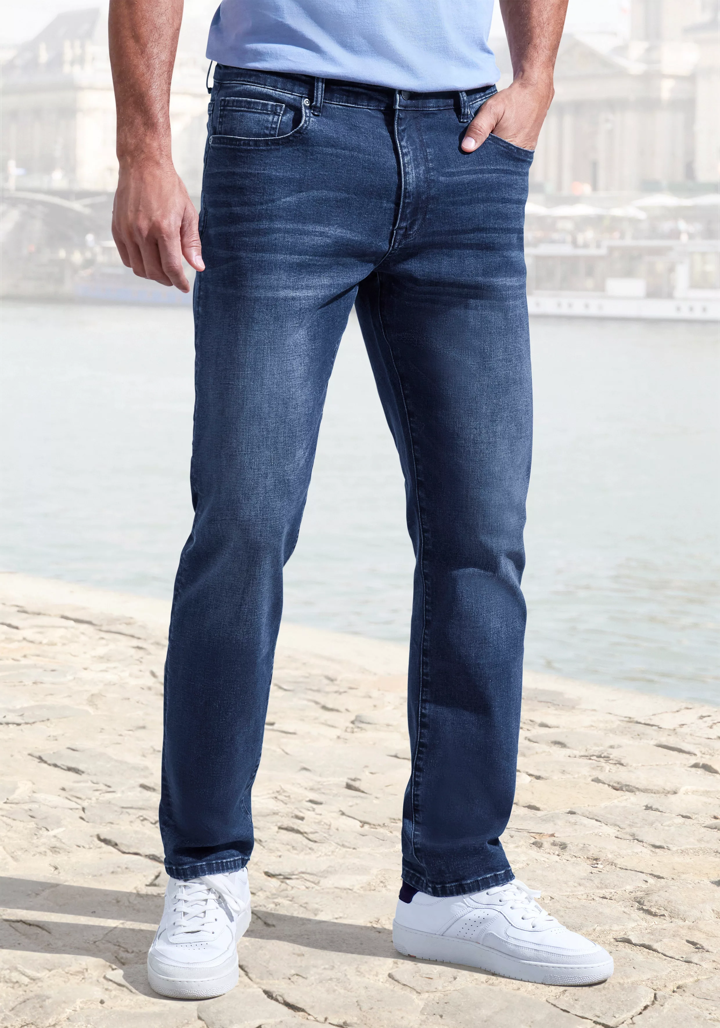 John Devin 5-Pocket-Jeans "Straight-fit Jeans", aus elastischer Denim-Quali günstig online kaufen