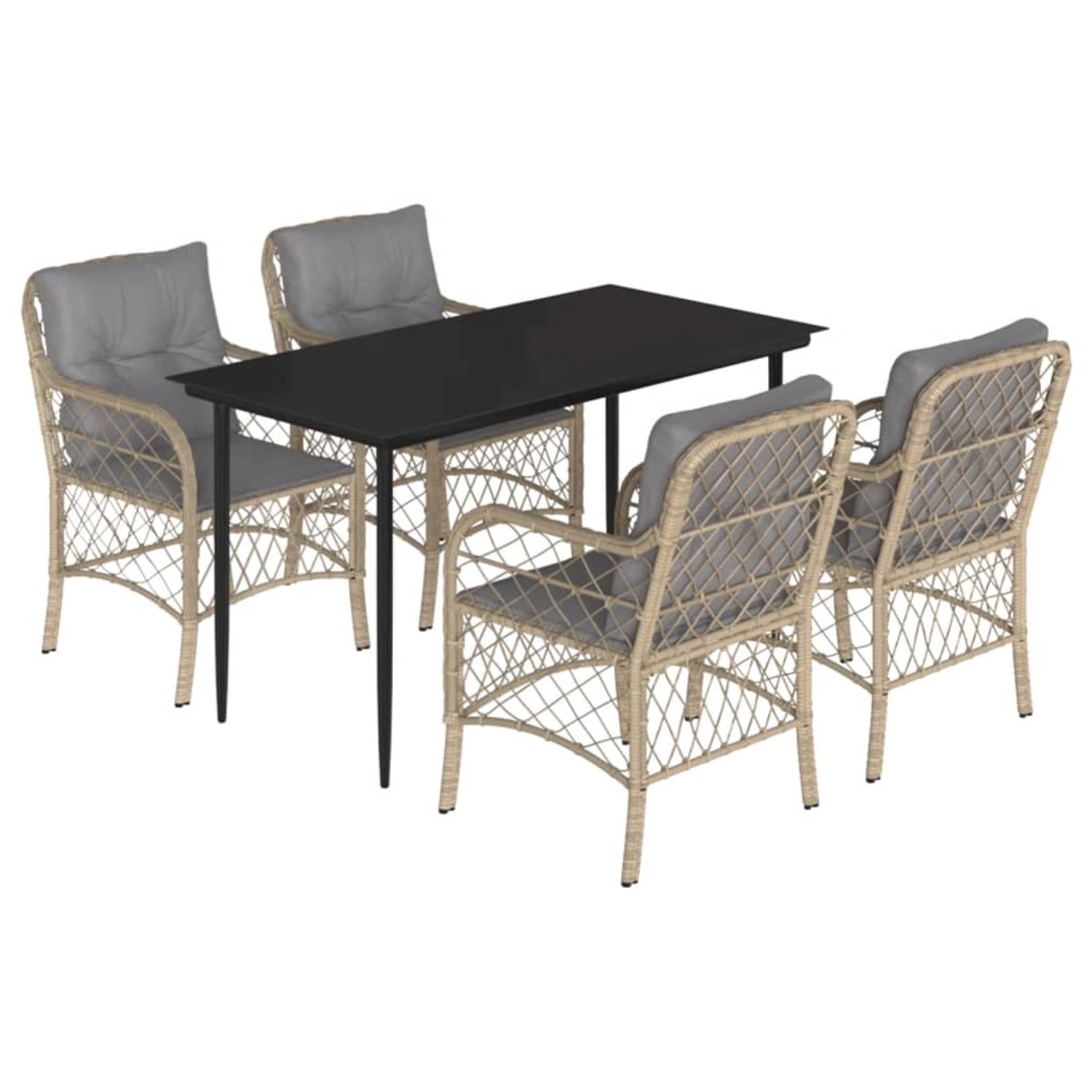 vidaXL 5-Tlg Garten-Essgruppe mit Kissen Beigemischung Poly Rattan 3212154 günstig online kaufen