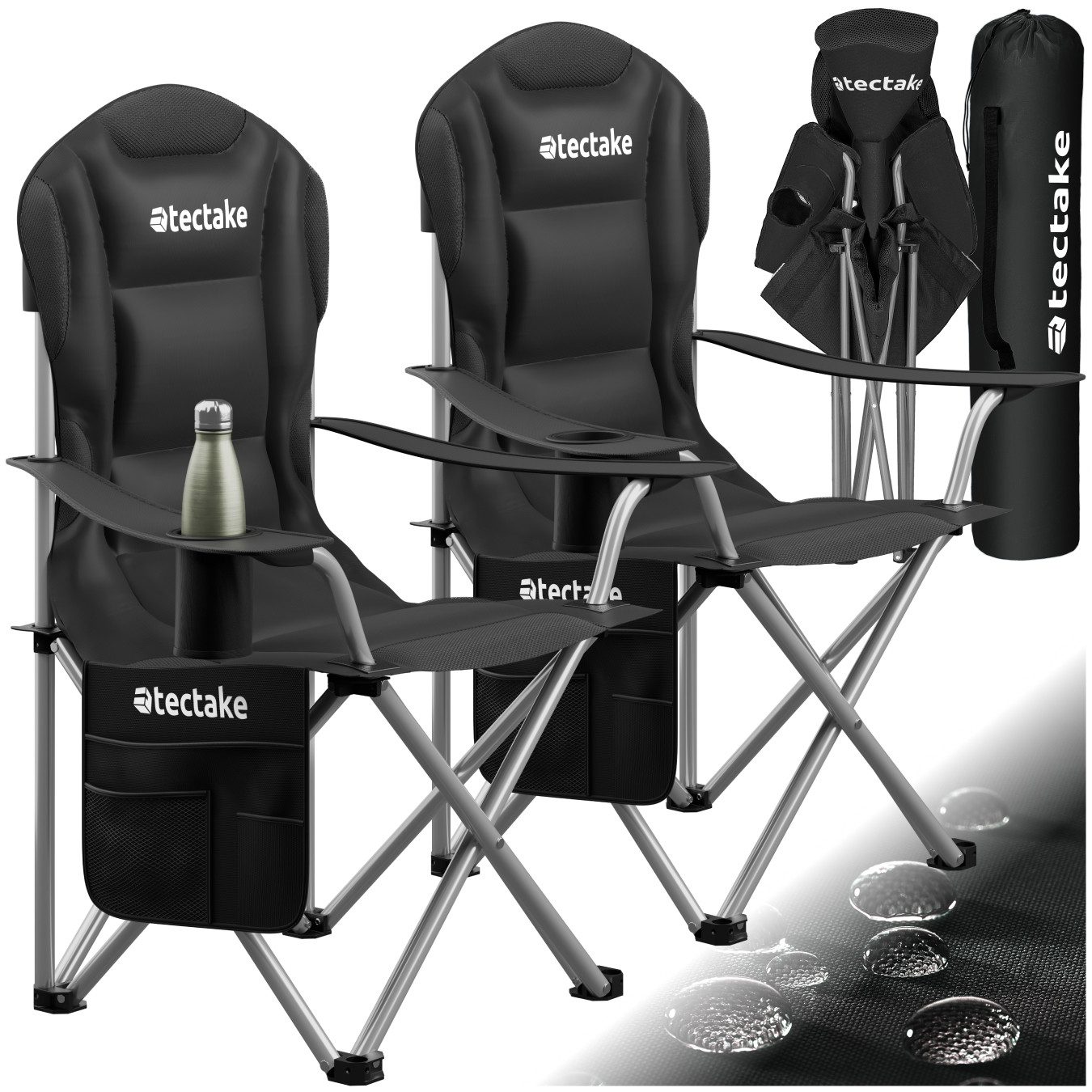 tectake Campingstuhl Gepolsterter Campingstuhl (Set., 2 günstig online kaufen