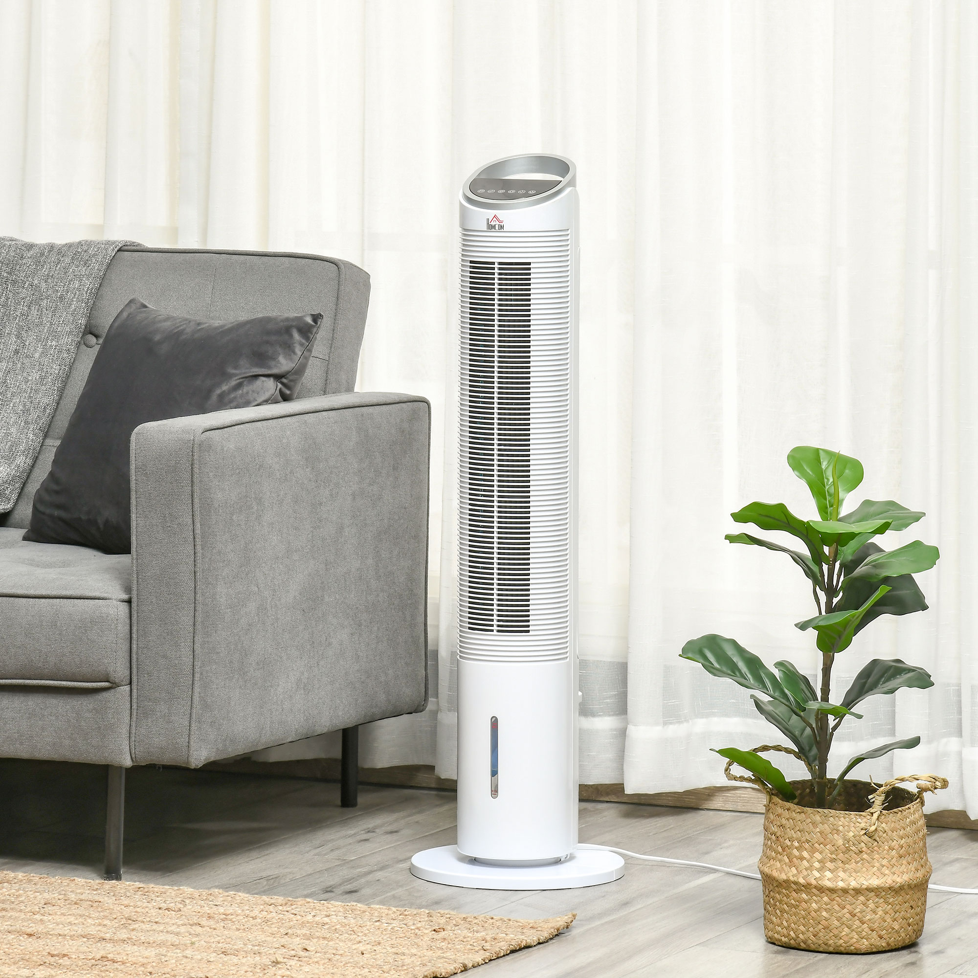 HOMCOM Luftkühler Turmventilator mit Wasserkühlung 60W Fernbedienung Luftbe günstig online kaufen