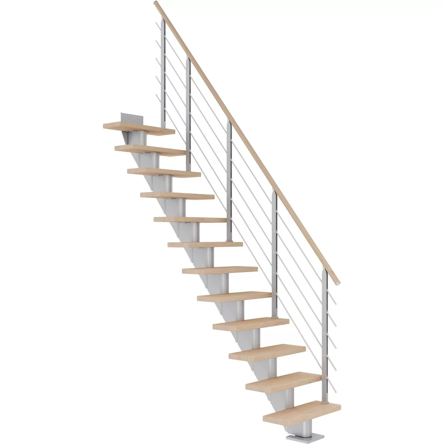 Dolle Mittelholmtreppe Frankfurt Eiche Weiß Perlgrau GH bis 279 cm Gerade 7 günstig online kaufen