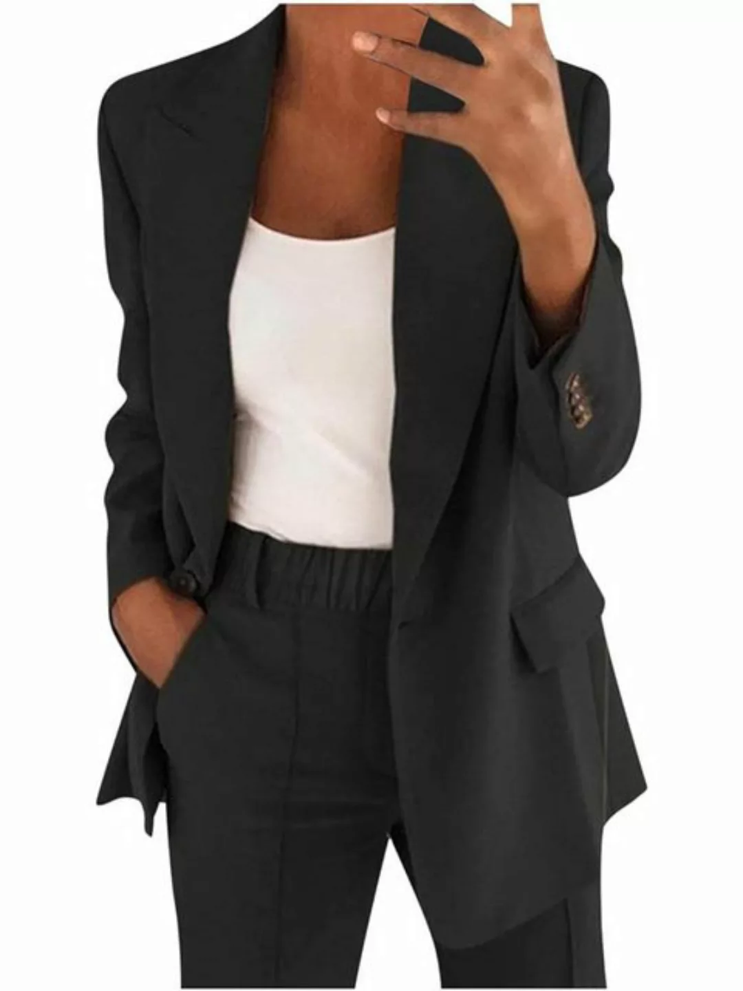 KIKI Blusenblazer Damen Elegant Business Anzug Blazer Casual Longblazer Str günstig online kaufen