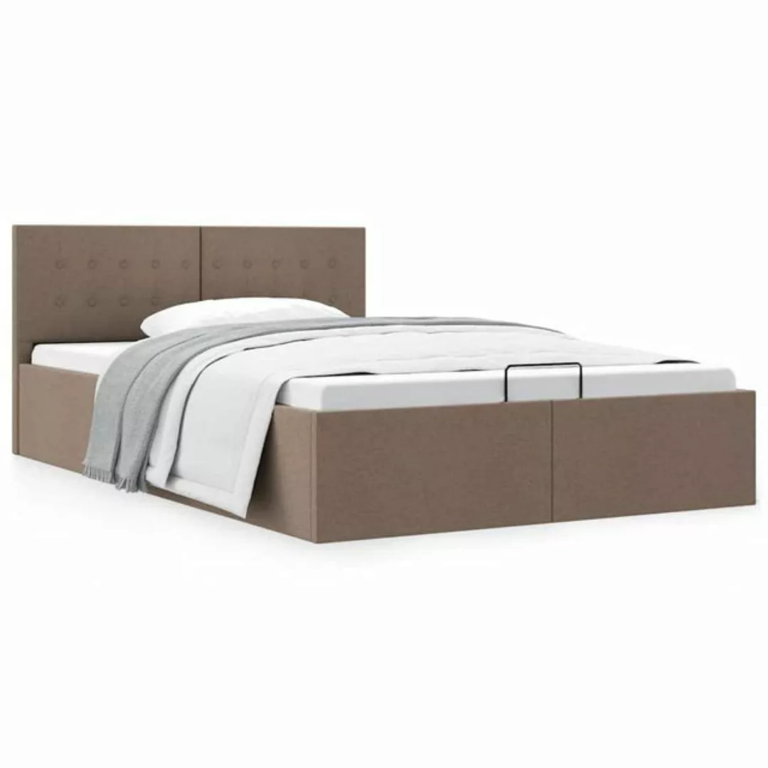 vidaXL Bettgestell Stauraumbett Hydraulisch Taupe Stoff 140200 cm Bett Bett günstig online kaufen