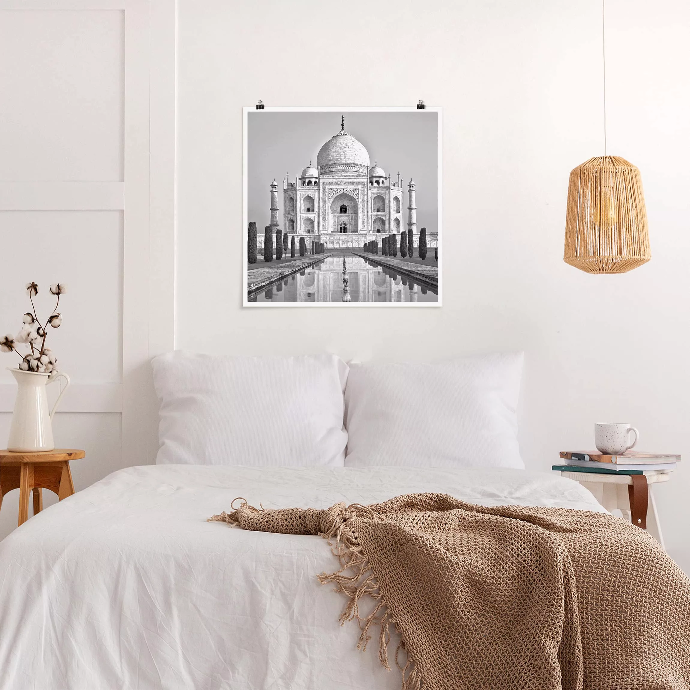 Poster Architektur & Skyline - Quadrat Taj Mahal mit Garten günstig online kaufen