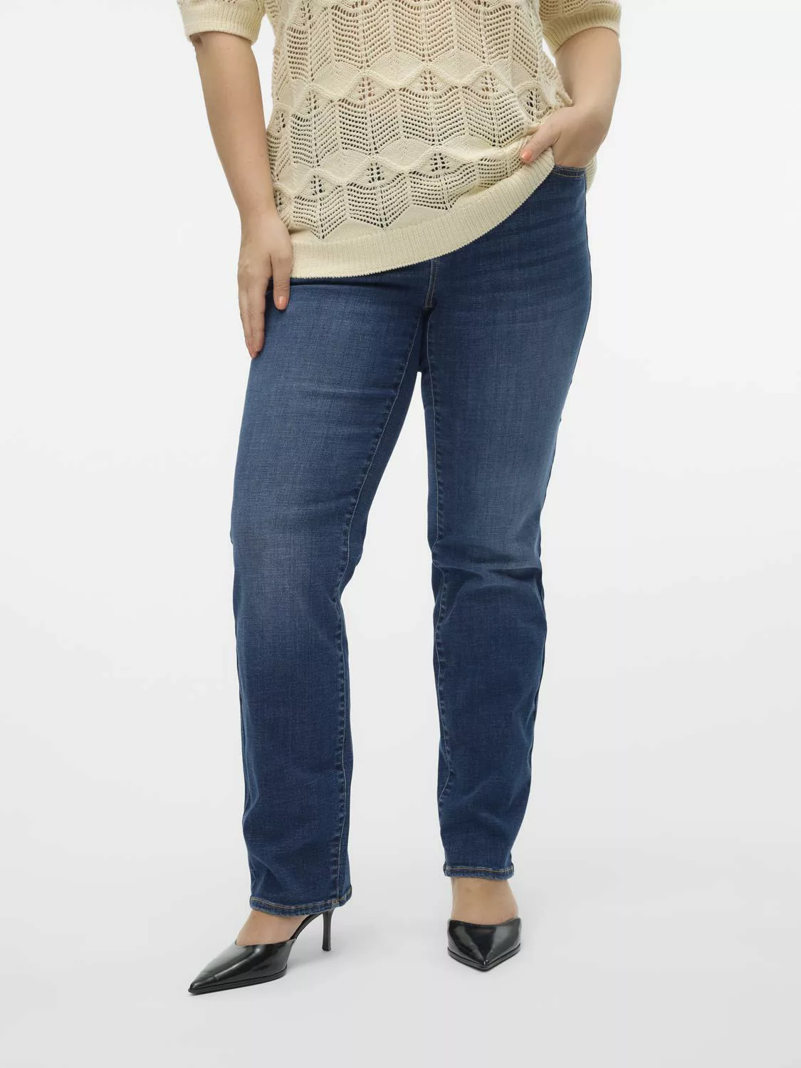 Vero Moda Curve Straight-Jeans "VMCFLASH MR STRAIGHT LI3300 GA CUR NOOS" günstig online kaufen