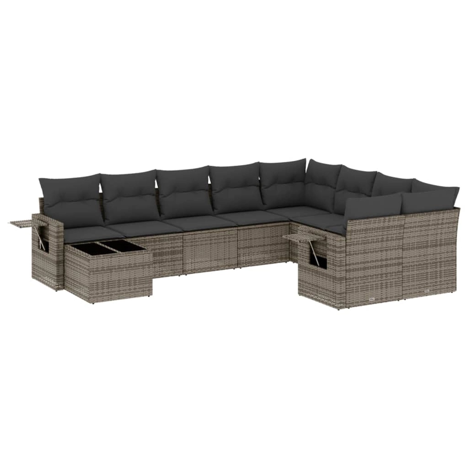 vidaXL 10-Tlg Garten-Sofagarnitur mit Kissen Grau Poly Rattan 3252997 günstig online kaufen
