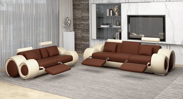 JVmoebel Sofa Sofagarnitur Design Couch 3+2 Set Polster Leder Sofa Wohnzimm günstig online kaufen