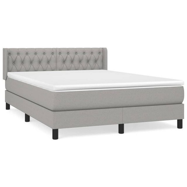 furnicato Bettgestell Boxspringbett mit Matratze Hellgrau 140x190 cm Stoff günstig online kaufen