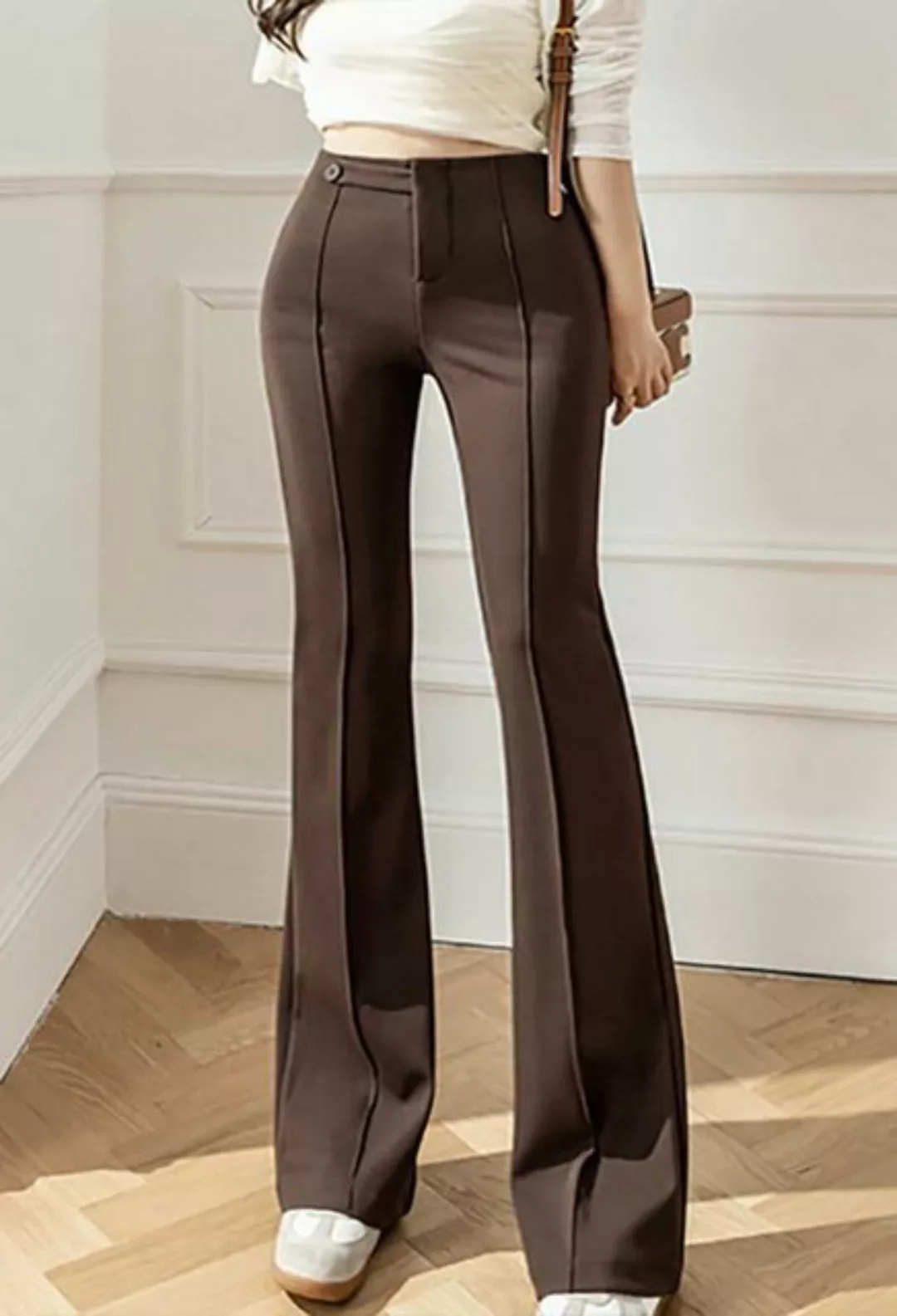 SEGUEN Loungepants Schlank drapierte einfarbige Hose mit geradem Bein (Hoch günstig online kaufen
