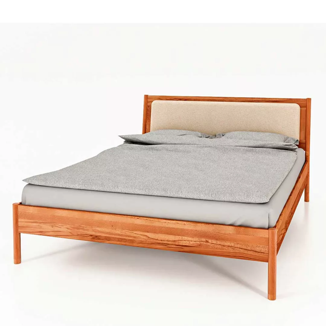 Wildbuche Holzbett mit Polster 38 cm Einstiegshöhe wahlweise mit Nachttisch günstig online kaufen