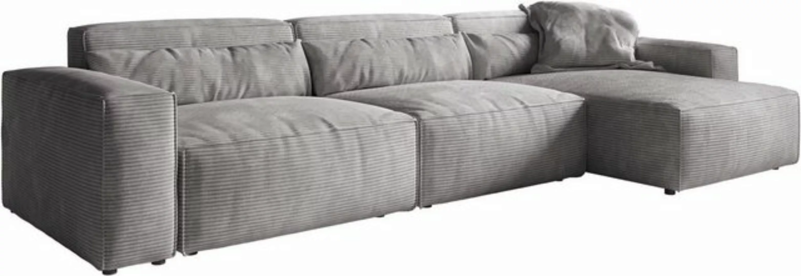 DELIFE Big-Sofa Sirpio, L Cord Silbergrau 350x160 cm Recamiere variabel günstig online kaufen