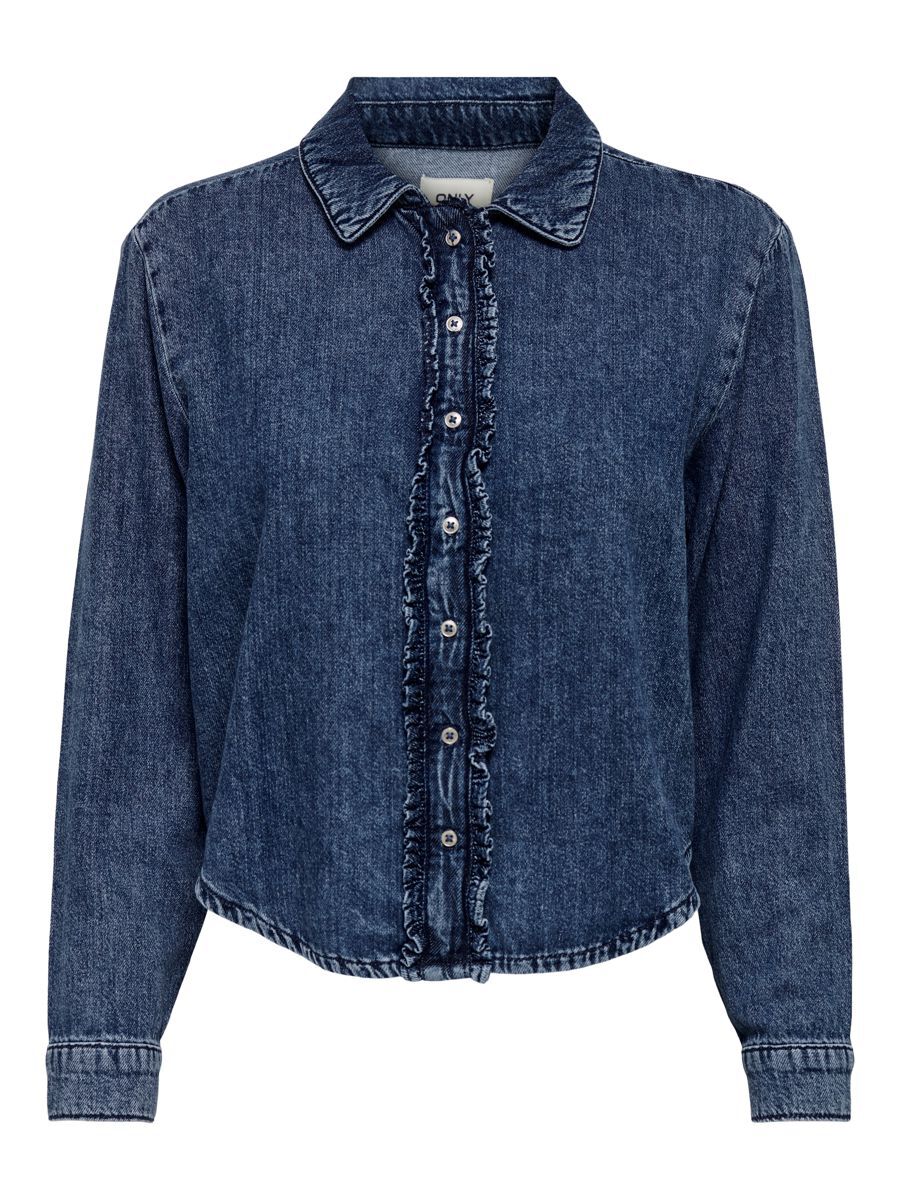 ONLY Gerüschte Jeanshemd Damen Blau günstig online kaufen