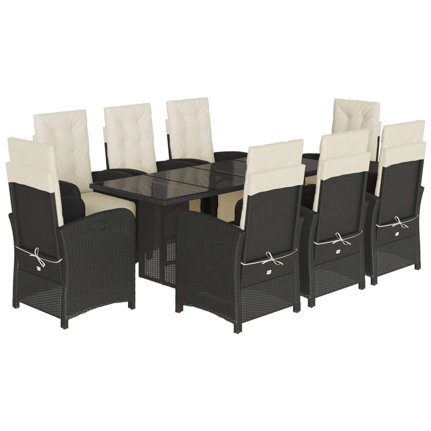 vidaXL 9-Tlg Garten-Essgruppe mit Kissen Schwarz Poly Rattan 3212487 günstig online kaufen